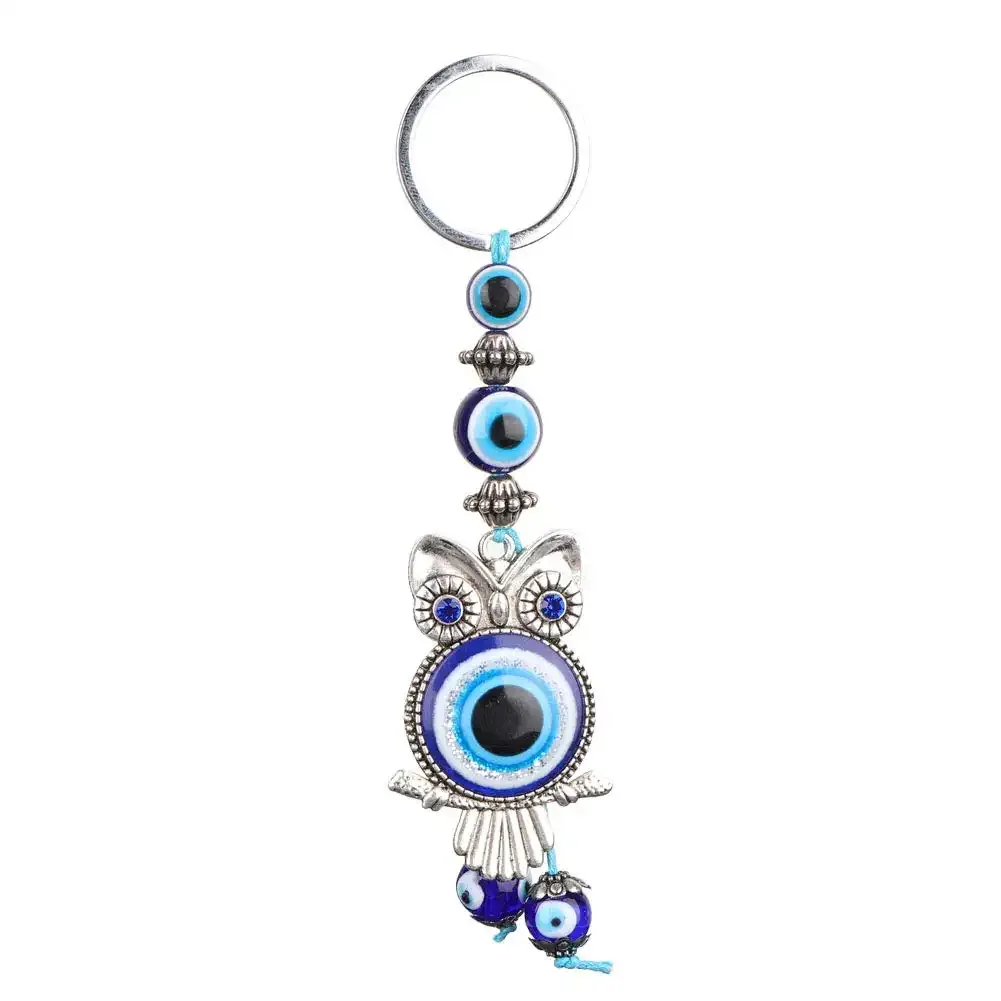 An￩is -chave l Mal Eye Keychain Blue Turkish Glass AMET Charm Pingente Owl Rhinestone Bag Acess￳rios de moda B￪n￧￣o Presente D CAROshop2006 amwh3