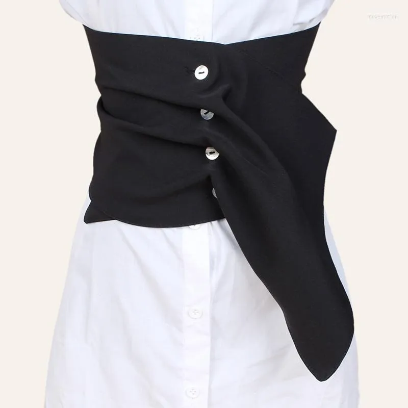 Belts 2022 White Black Suit Fabric Ruched Corset Belt Irregular Button