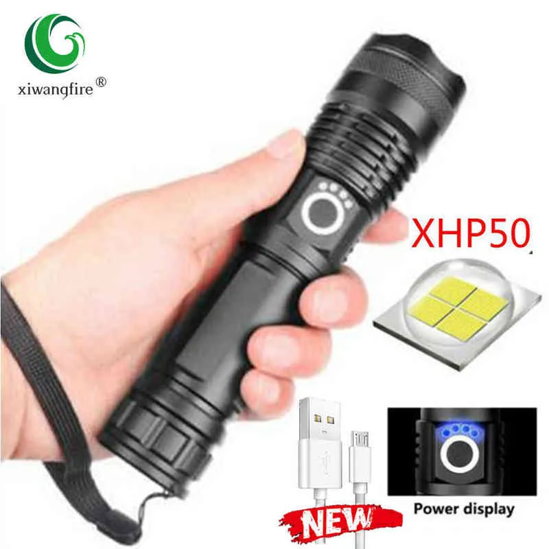 Usb Charge Led T6 Lampe De Poche Portable Zoomable 5 Modes Lanterne Haute Puissance Étanche Camping Lampe Flash Lampe De Poche Tactique J220713