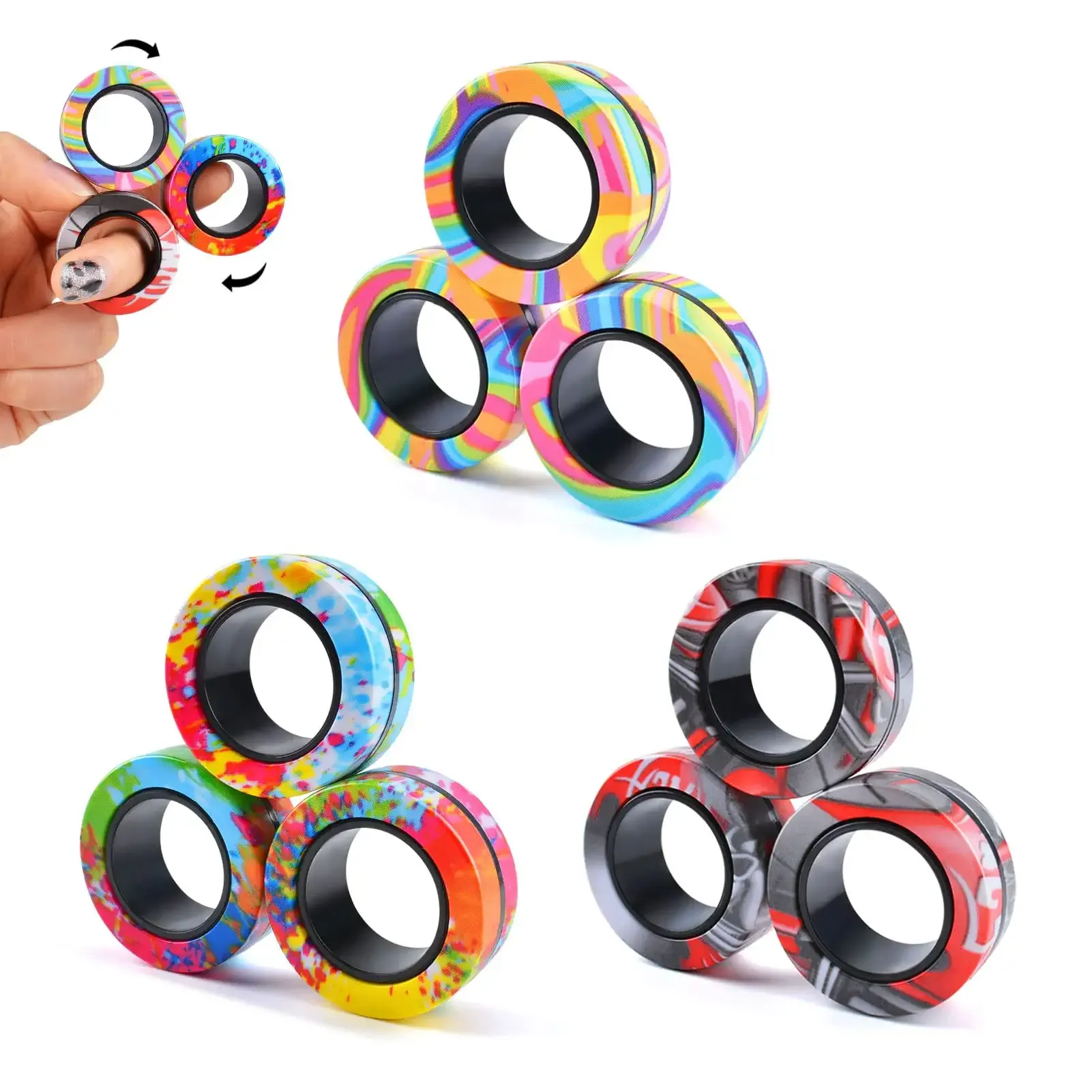 3Pcs Fingears Magnetic Rings Fidget Spinner Toy | Stress, Anxiety Relief  Magnetic Spinner Ring - Walmart.com