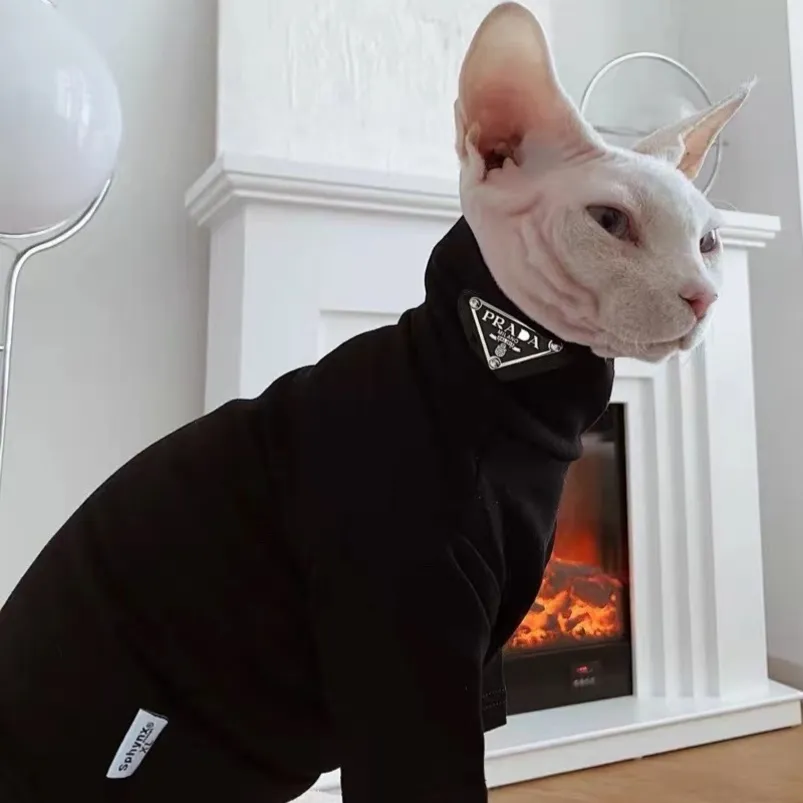 Chat Costumes Sphynx Allemand Chat Vêtements Sphinx Sans Poils Printemps Automne Coton Bas Base Noir Confortable Cool Mode Pet 220908