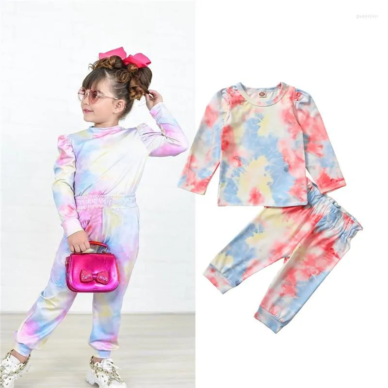 Zestawy odzieży 1-4 lata Baby Girls Autumn Spring Outfits Top Sleeve Top Spodni garnituru