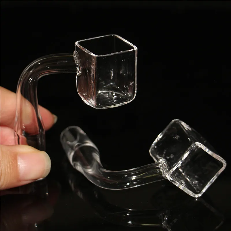 Smoking Square Bowl Quartz Bangers for bong dab rig water pipe 10mm 14mm 18mm male female domeless quartz banger nail with clear joint