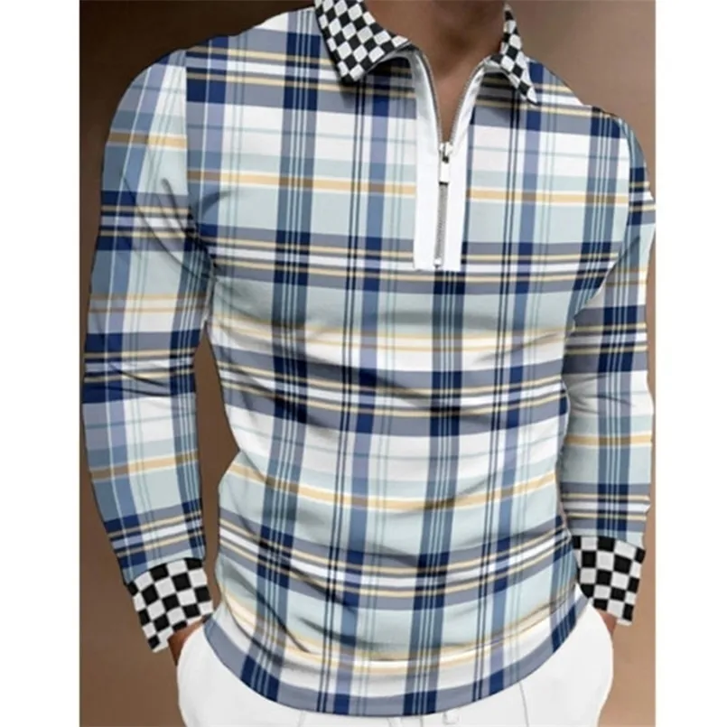Męskie koszulki polo zwyczajne bluzki biznesowe Solidny kolor mody z długim rękawem w stylu koreański Slim L 2209082024