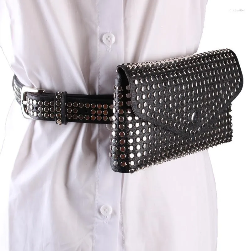 Ceintures femmes en cuir taille sac ceinture mode personnalité Punk Style métal Rivet broche boucle robe jean décontracté ceinture accessoire