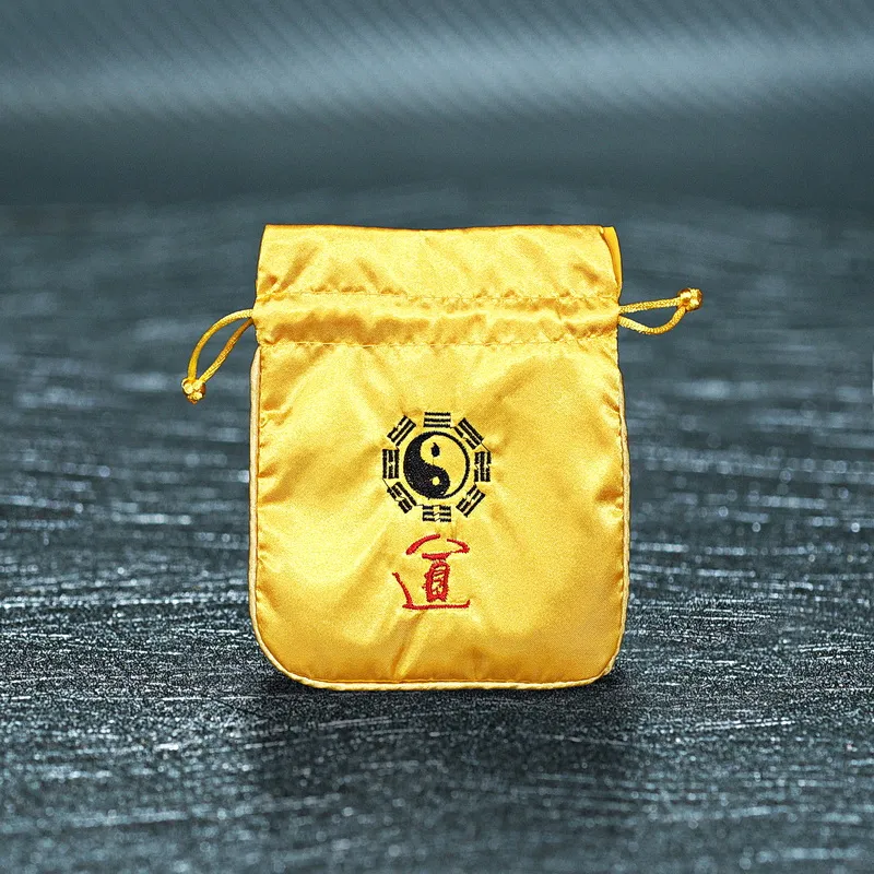 Custom Small Bagua Satin Jewelry Pouch Chinese style Cloth Drawstring Pouches Gift Packaging Bags Sachet Spices Storage Bag with Lined 4.7x5.9 inch