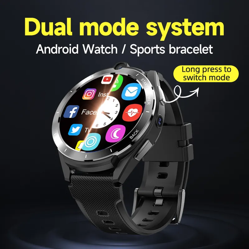 Duży pamięć smartwatch 128 GB 4G LTE Smart Watch z Android 11 Men Men Smartwatch Dual Chip HD Obsługa Karta SIM 4G SIM GPS WIFI Clock