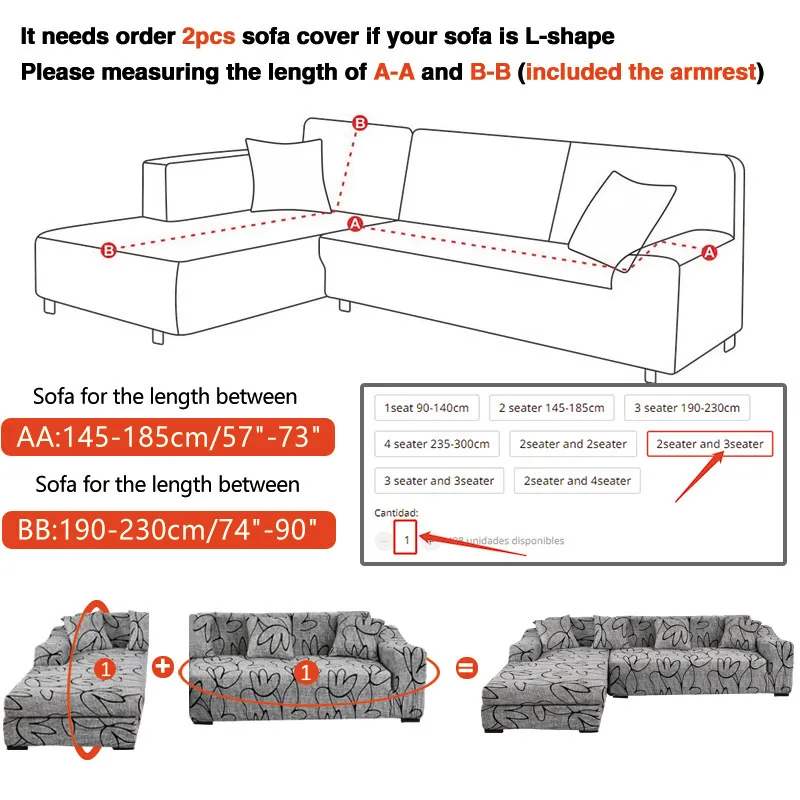 Stuhlabdeckung Sofa Deckung Elastischer Couch Sektionsstuhl Es benötigt Bestellung 2