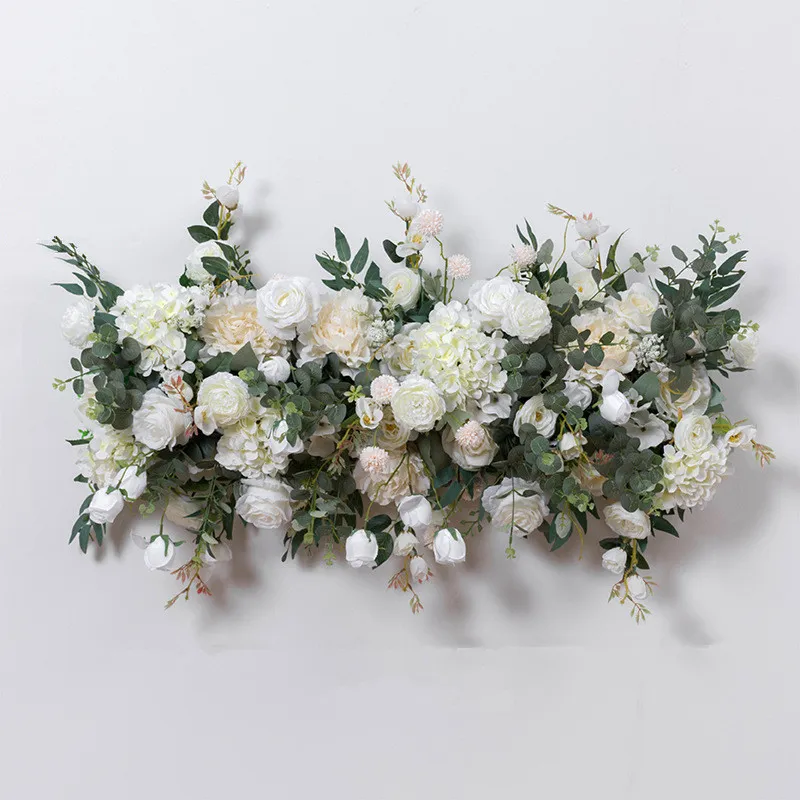 100cm人工花バラの花柄の花の列屋外の結婚式DIYアーチ背景壁のテーブルセンターピース装飾用品2PCS