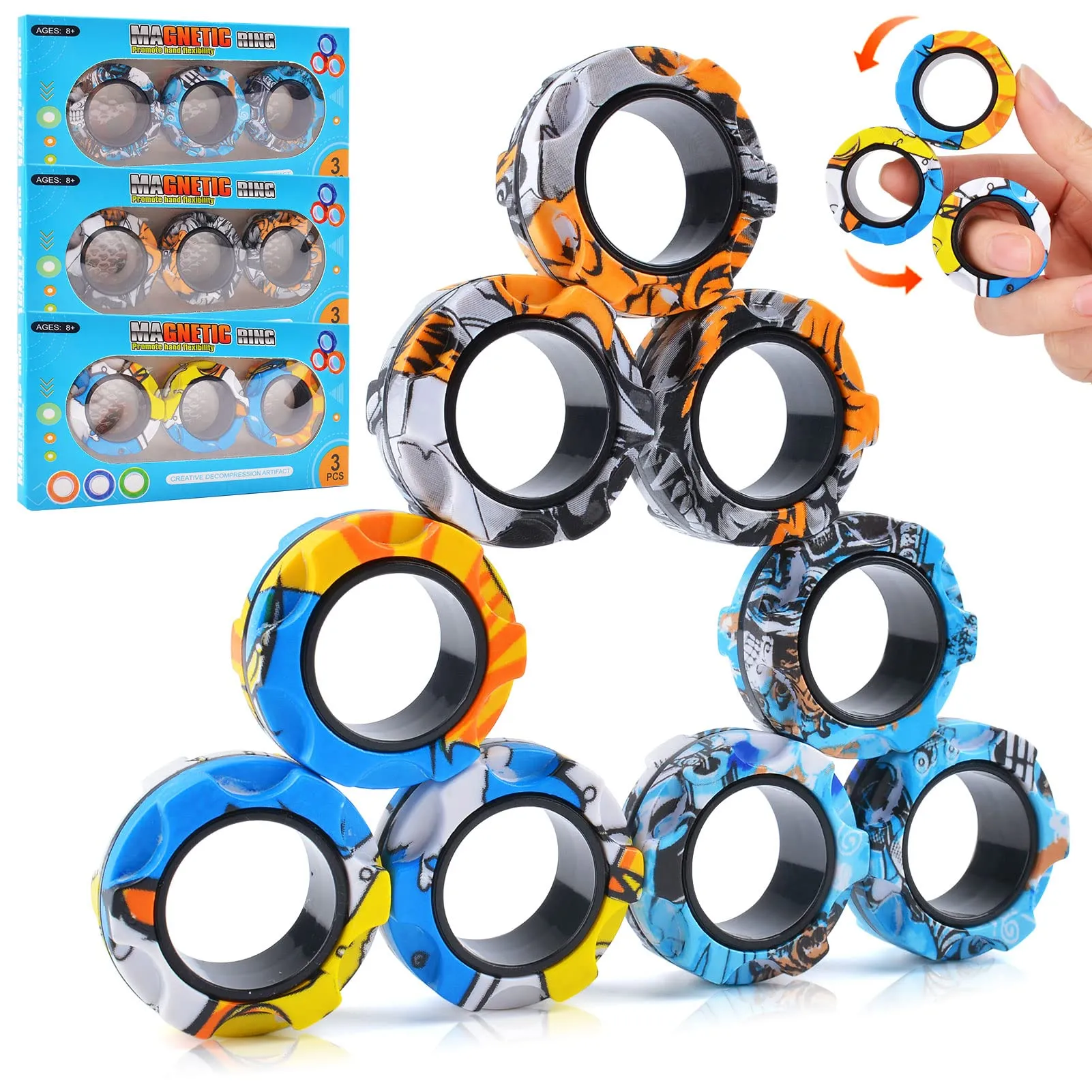 Dekompressionsleksak Fidget Leksaker för barn Magnetisk ring Adhd Ångestlindring Finger Roliga presenter Spinner Pojkar Flickor Drop Lever Bdejewelry Amuol