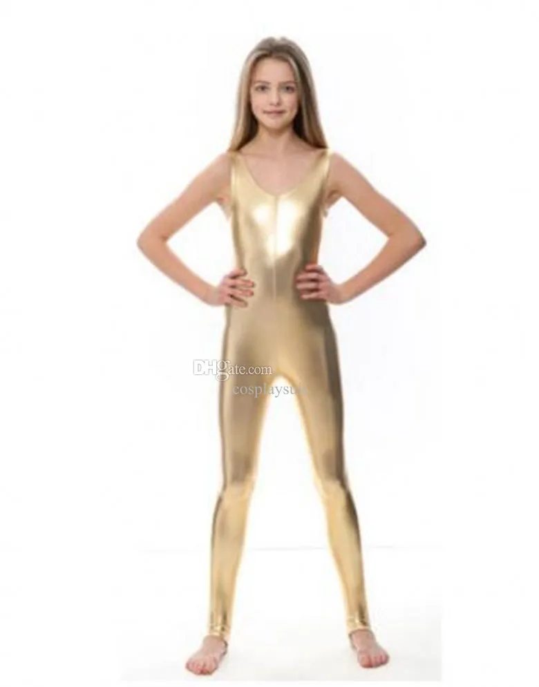 Adultes filles or Catsuit Costumes avec étriers Unitards brillant métallique enfants Ballet danse justaucorps gymnastique enfant en bas âge Dancewear enfant Performance costumes