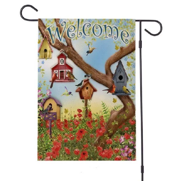 Camping Garden flag courtyard Flags welcome yard Banner linen material 45*30CM SN3312