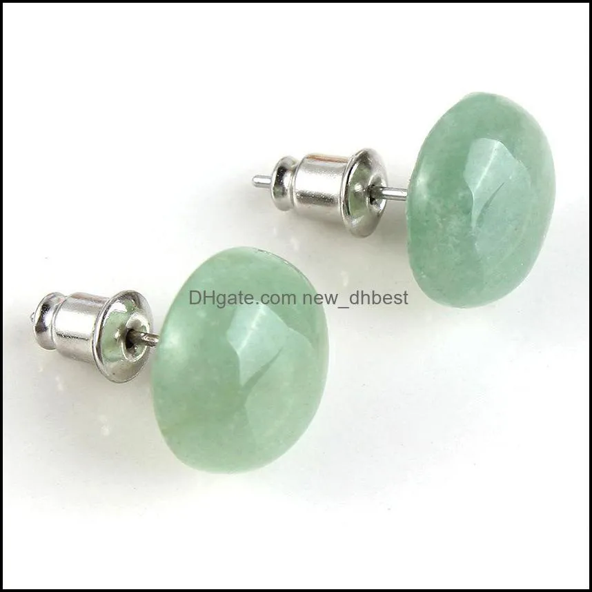 Stud Fashion 10mm 12mm Yuvarlak Saplama Doğal Taş Gül Kuvars Opal ametist saplamaları Kadın Mücevher Damlası Teslimat Dhseller2010 DHXJT