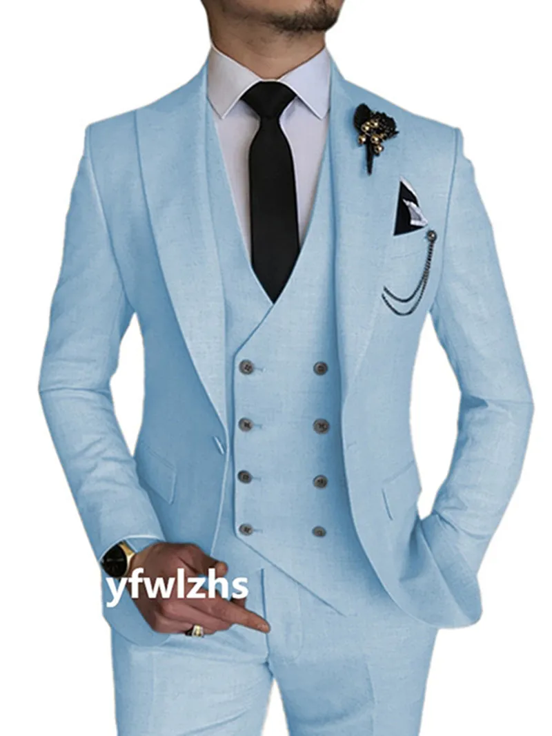 Anpassa Tuxedo One Button Handsome Peak Lapel Groom Tuxedos Men Suits Wedding/Prom/Dinner Man Blazer Jacket Pants Tie Vest W1169