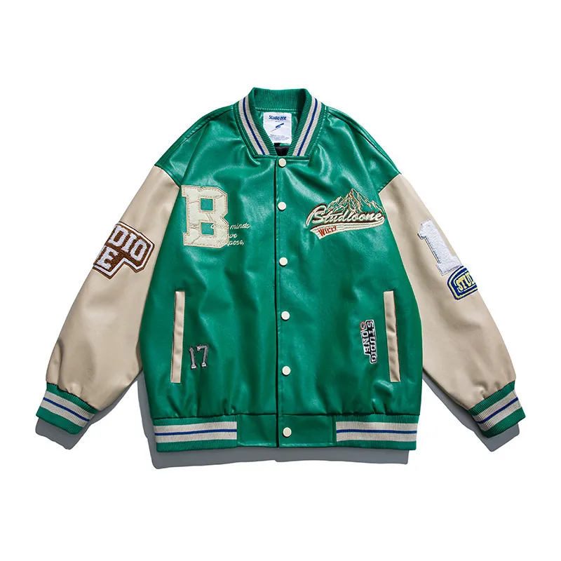 Vintage Embroidered PU Leather Jaket Baseball Oversize For Men And Women Hip Hop Style With Letter Patchwork And Unisex Fit 220908 From Sellerstore03 29.6 DHgate.Com