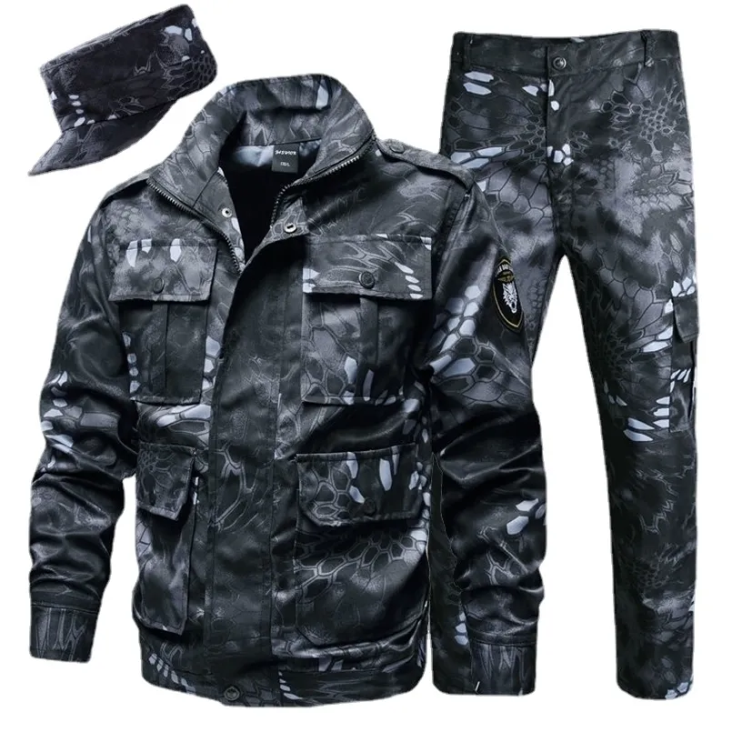 Survêtements pour hommes Motif Python Armée Uniforme Camouflage Survêtement Combinaison de protection du travail Combinaison résistante à l'usure Ensemble de jogging extérieur 220908