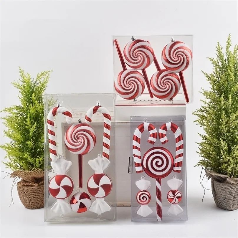 Kerstdecoraties Grote decoraties Rode en witte snoeplolly lolly Small Stick Combinatie Home Party 220908