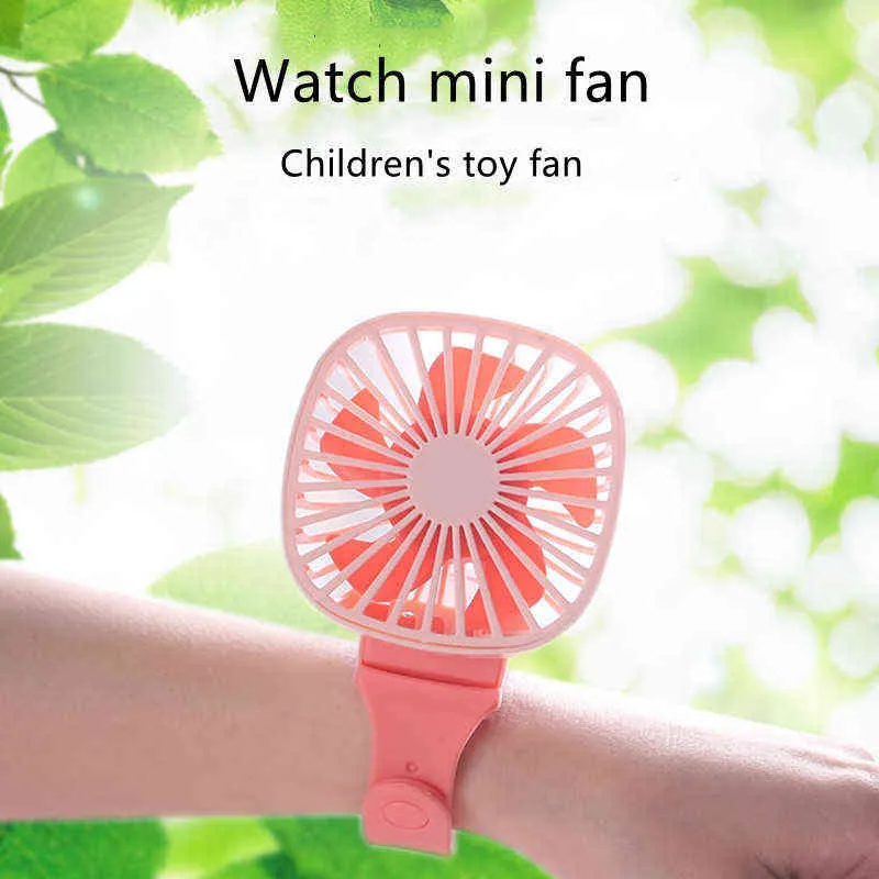 Elektrische Fans Mini USB Uhr Kleine Fans Tragbare Stille Lade Fan Handheld Spielzeug Fan Kinder Handgelenk Silikon Geschenk T220907