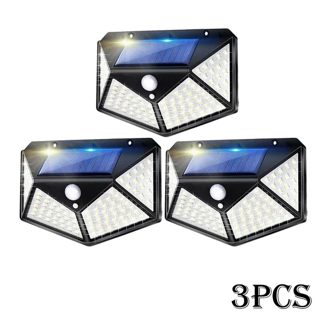 Solar Street Light Outdoor 100 LED Sensor Motion Light 3 Modes Wireless Lamp IP65 Waterproof Wall