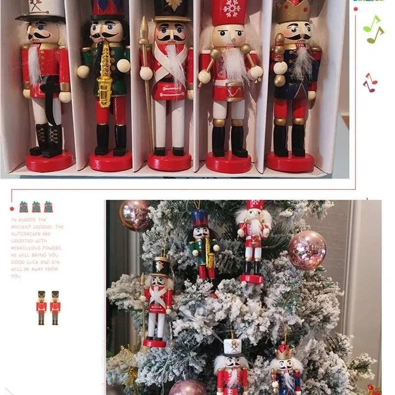 Décorations de Noël Autres Fournitures de Fête d'Événement 56pcs Joyeux Noël Décorations Enfants Casse-Noisette Soldat Poupée 12cm Pendentifs en Bois Année Ornements pour 220908