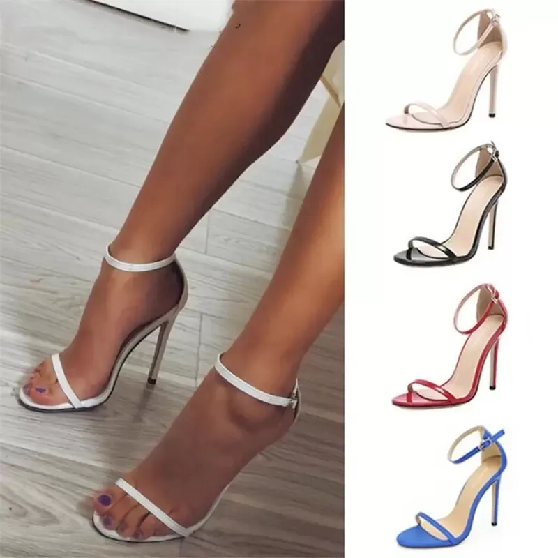 Zapatos de tacón alto para mujer, sandalias con hebilla, zapatos de fiesta, cómodos, sexys, de talla grande