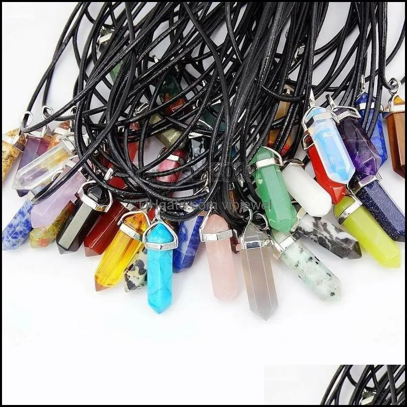 H￤nge halsband chakra reiki healing dowsing h￤nge naturligt kristall pendum hexagon punkter stenar kvinnor halsband juvelr dhseller2010 dhudm