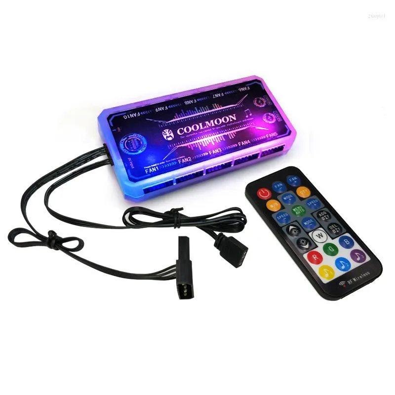 Refroidissements d'ordinateur COOLMOON DC12V 5A RGB Ventilateur Télécommande Musique Rythme A-RGB Châssis AURA SYNC Silencieux