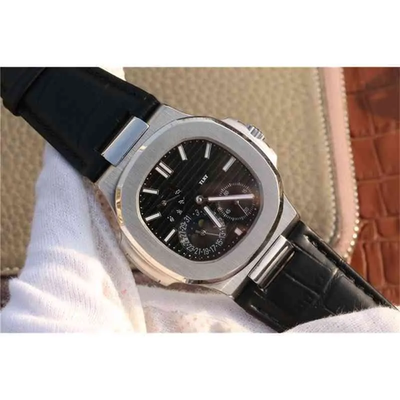 Watch for Men Automatic Mechanical Luxury Moon Stars 40mm Black Dial Leather Strap 1 Replica