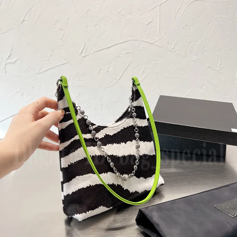 New Single Shoulder Bag Lady Fashion Chain Bag Designer Horse Hair Handbag Cool Wind Personalized Hardware Large Capacity