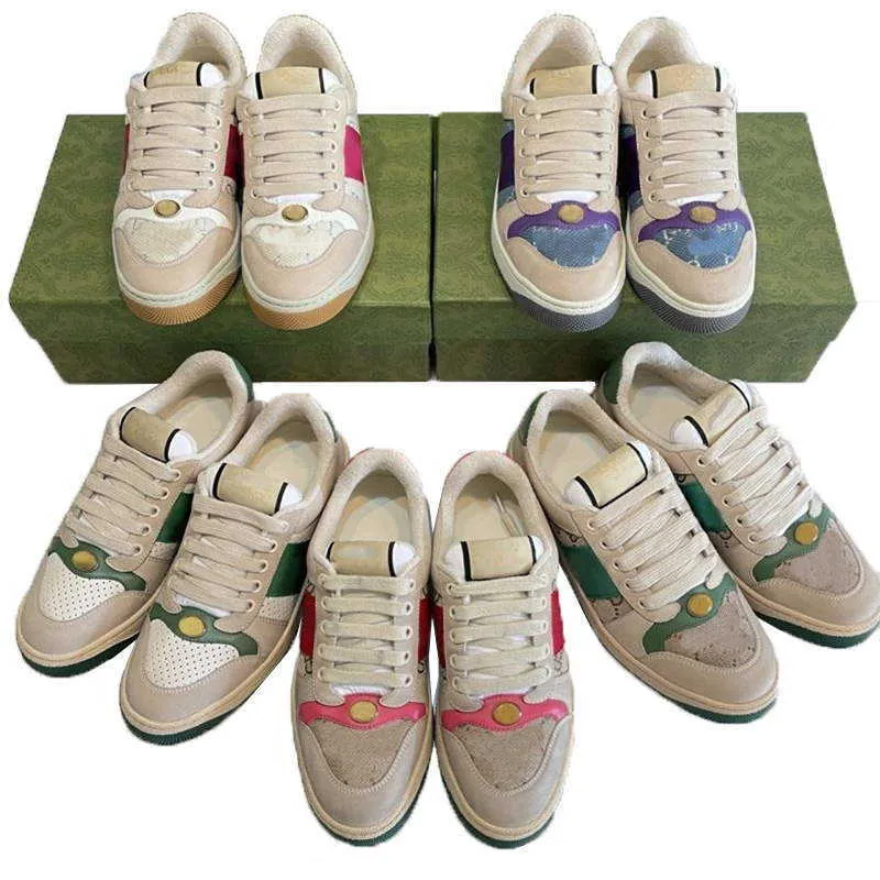 Tennis 1977S Skor Casual Rhyton Sneakers Klassisk Designer Canvas Washed Jacquard Denim Dirty Top Läder Bee Low Top Daddy 35-44 Vintage