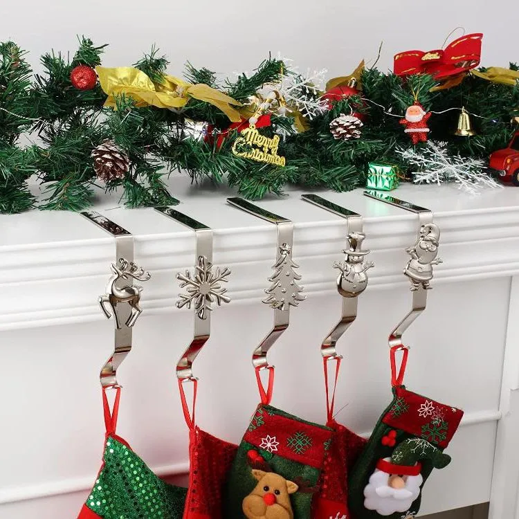 Set 6 Ganci Per Calze Di Natale Da Camino | Gancio In Metallo Regolabile, Nero, Per Decorazioni