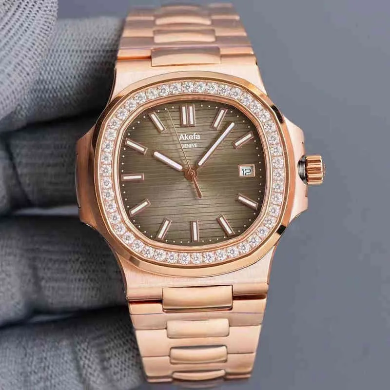 40mm Mens Automatic Diamond Watch Green Dial Super Luminous Cal325 Movement Mechanical Waterproof Date Stainless Steel