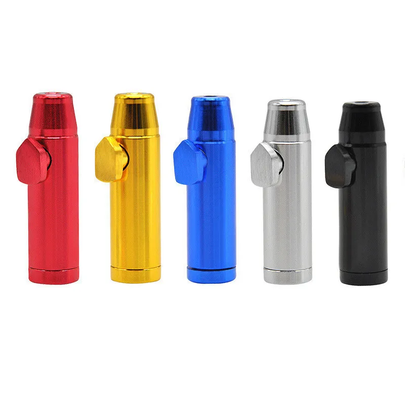 Metal Bullet Snuff Bottle Smoking Pipes Kit Portable Sniff Pocket Durable Snuffer Mix Color Snort 2 in 1 Saver Pipe