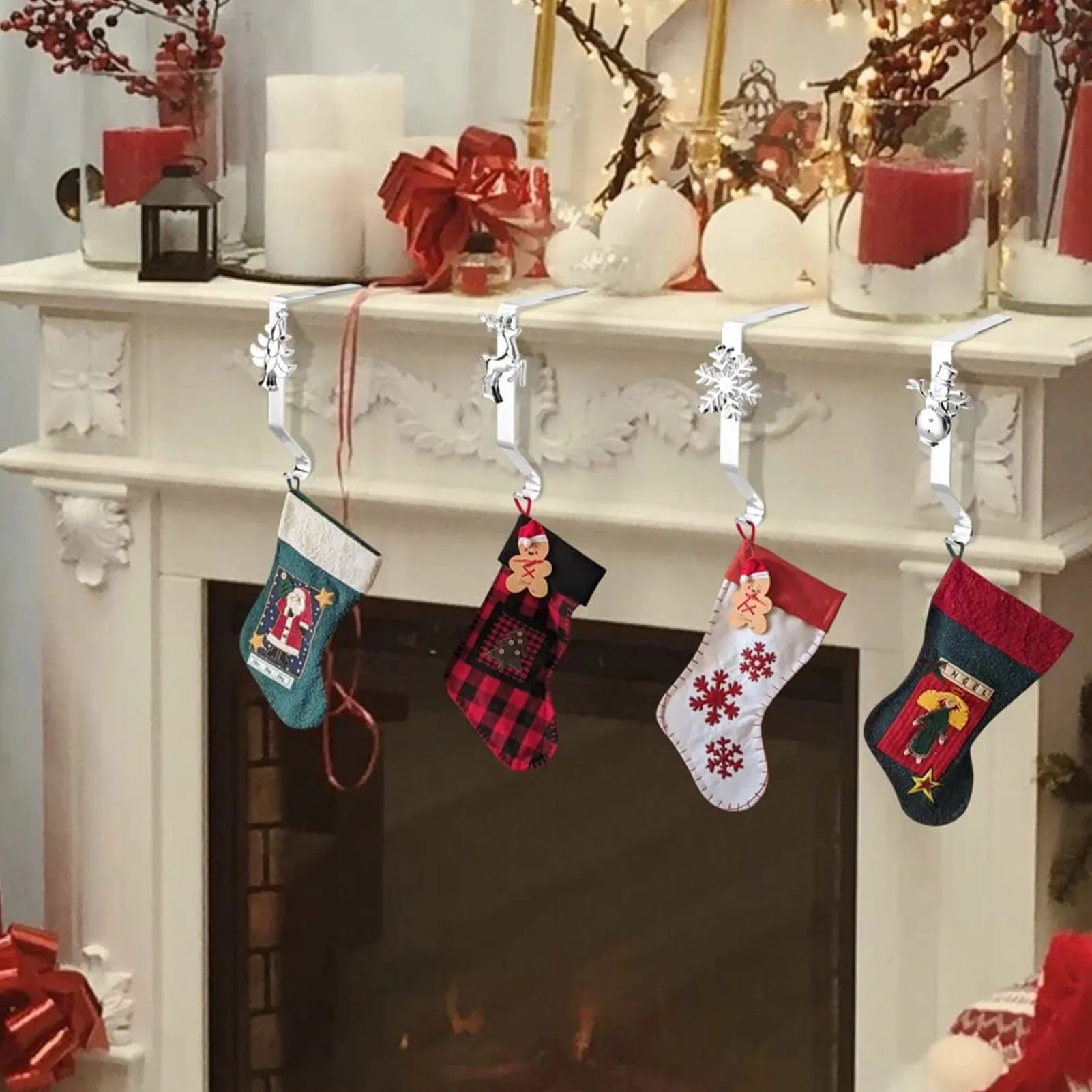 Set Di 6 Ganci Per Calze Di Natale In Metallo - Regolabili, Antiscivolo, Ottone Anticato - 4
