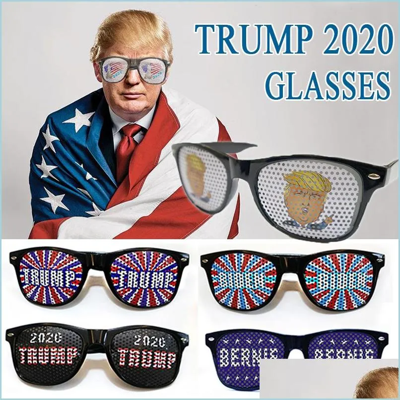 Andra festliga festförsörjningar 9 Styles President Donald Funny Glasses Election Håll Amerika Great USA Flag Patriotic Solglasögon Party Dhnis