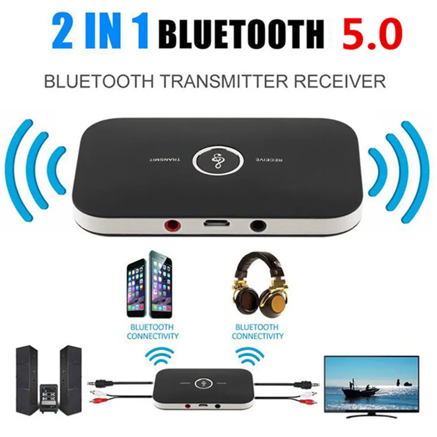 Trasmettitore Bluetooth senza fili, ricevitore, adattatore audio da 3,5 mm per TV, smartphone per auto, laptop, PC, tablet, DVD, CD, cuffie, altoparlante, auricolare MP3/MP4