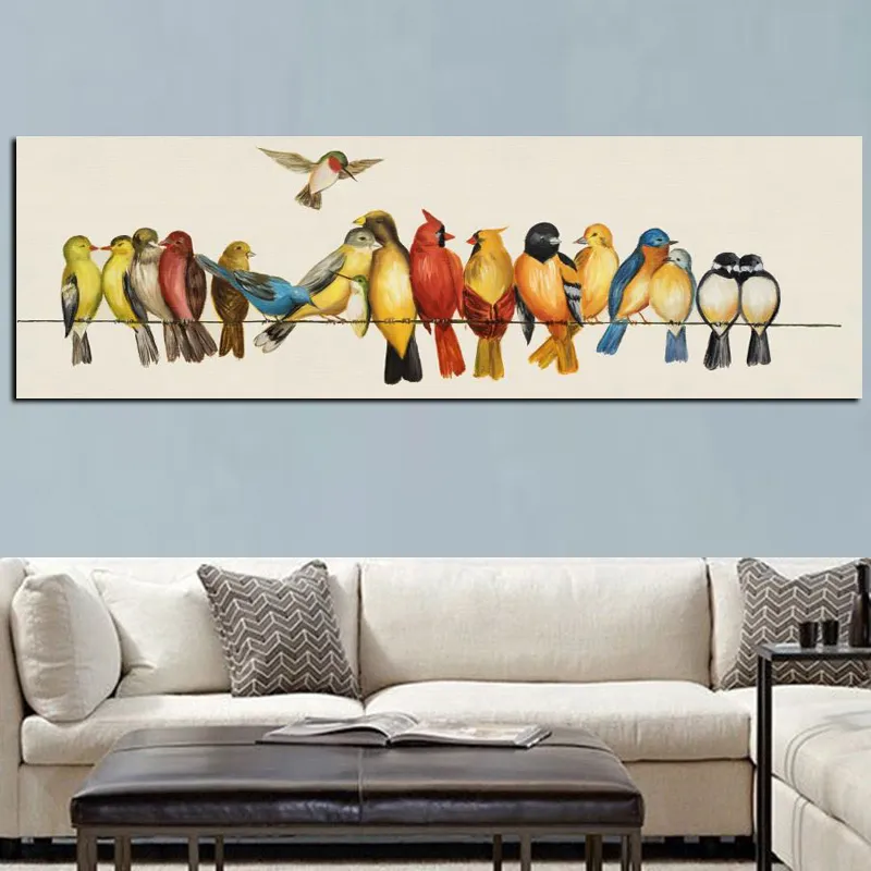 HD Print Horizontal Birds on the Lines Oil painting on Canvas Wall  Art Picture Poster for Bedroom Sofa Home Cuadros Decor (4)