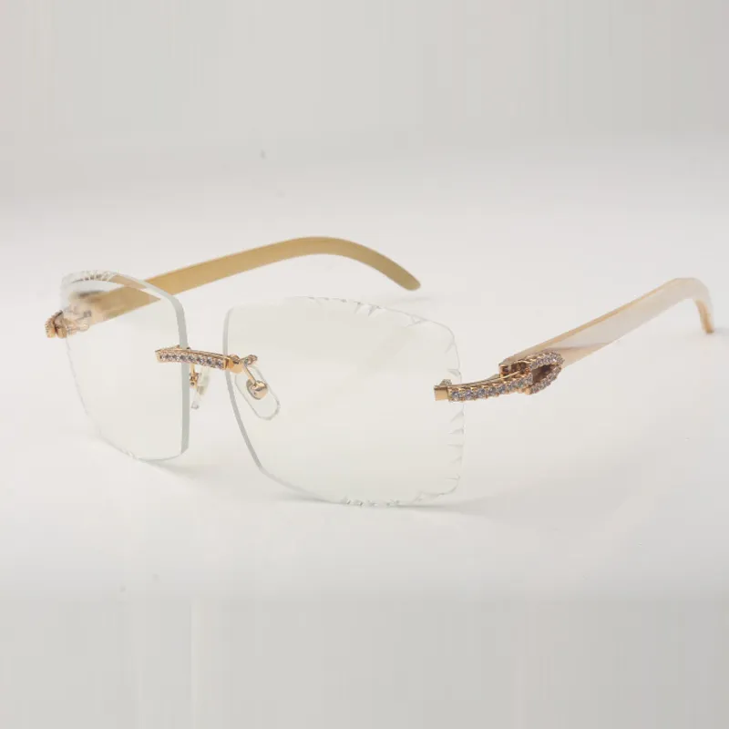 Medium diamond Buffs sunglasses frames 3524022 with natural buffalo horn legs and 58 mm clear cut lens