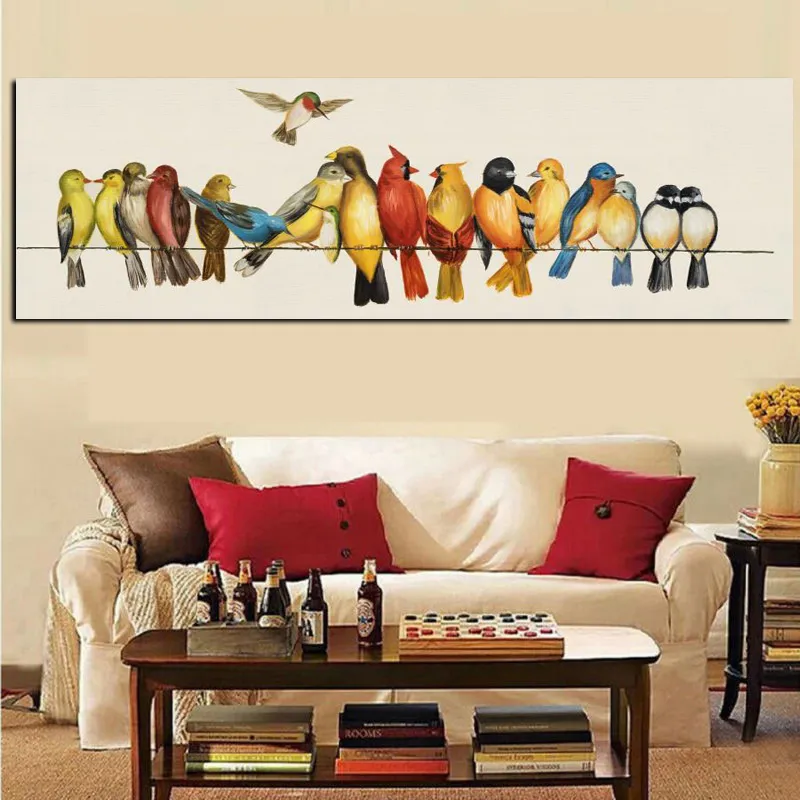 HD Print Horizontal Birds on the Lines Oil painting on Canvas Wall  Art Picture Poster for Bedroom Sofa Home Cuadros Decor (5)