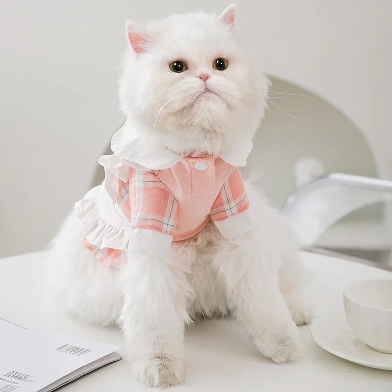 Womens Cat Costume Accessories Summer Cute Cat Maid Dress Plaid Outfit Pleated Princess Cosplay Clothing For Cats Dog 220908 From Kong09 25.93 DHgate.Com