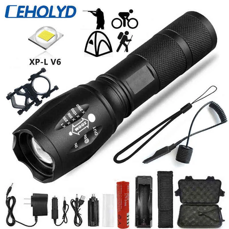 Z45 LED Flashlight Ultra Bright Bright Waterproof Torch T6/L2/V6 AZOOMABLE 5 ORDICES TICTIACL FLUSHING
