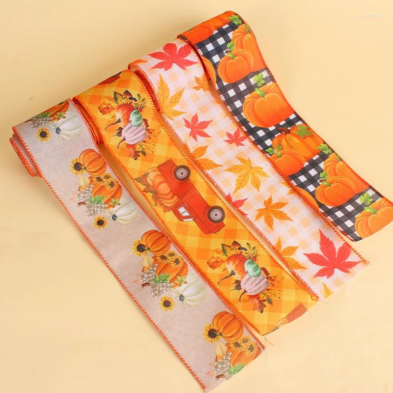 Gift Wrap Thanksgiving Ribbon Autumn Harvest Festival Decorative Pumpkin Truck Wrapping