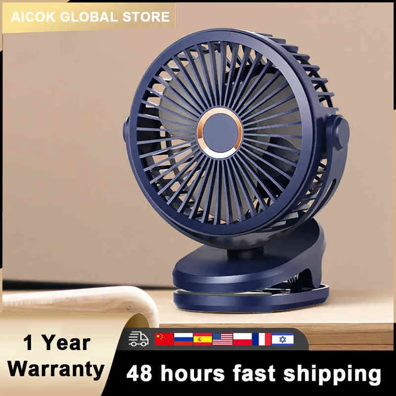 360° Portable Clip On USB Rechargeable Cooling Table Fan 10000mAh
