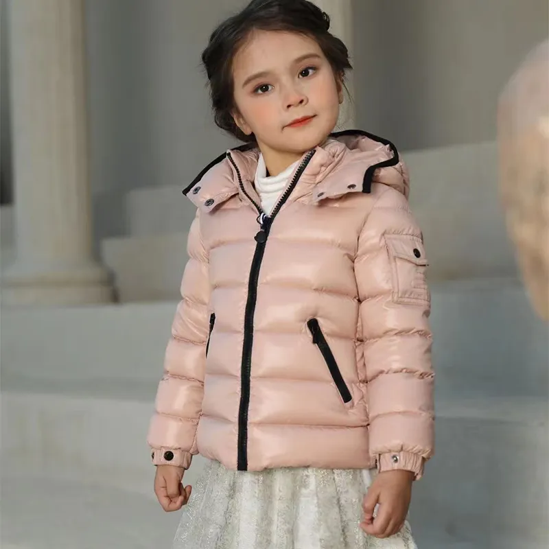 Baby Designer Clothes Down Coat Fashion The New Fall Winter Classic Children's Girls Short Versatile Long Sleeve Hooded Zipper Goose Jacket Kids Clothing
