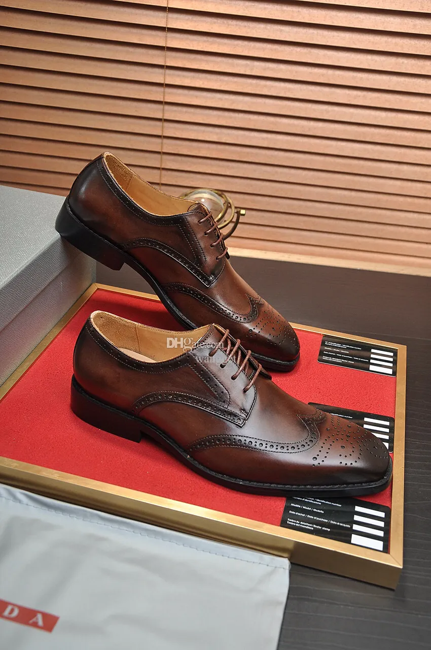 Marken Schnür-Herrenschuhe für Herren, Büro-Loafer, Luxus-Oxford-Sohle aus echtem Leder, Party-Hochzeitskleid, Walking, Schwarz, Braun, Neueste Größe 38–45