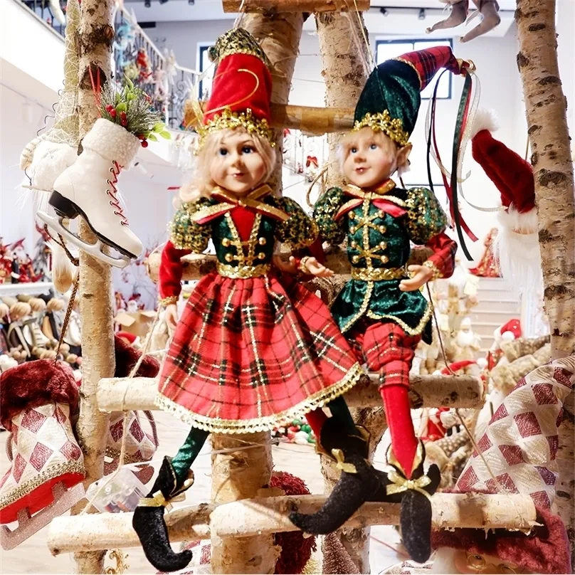 Décorations de Noël Abxmas 1pair Elf Peluche Jouets pour la décoration intérieure Couple Elfes Poupées de vacances Année Cadeau Enfants Décoration Navidad Natal Noël 220908