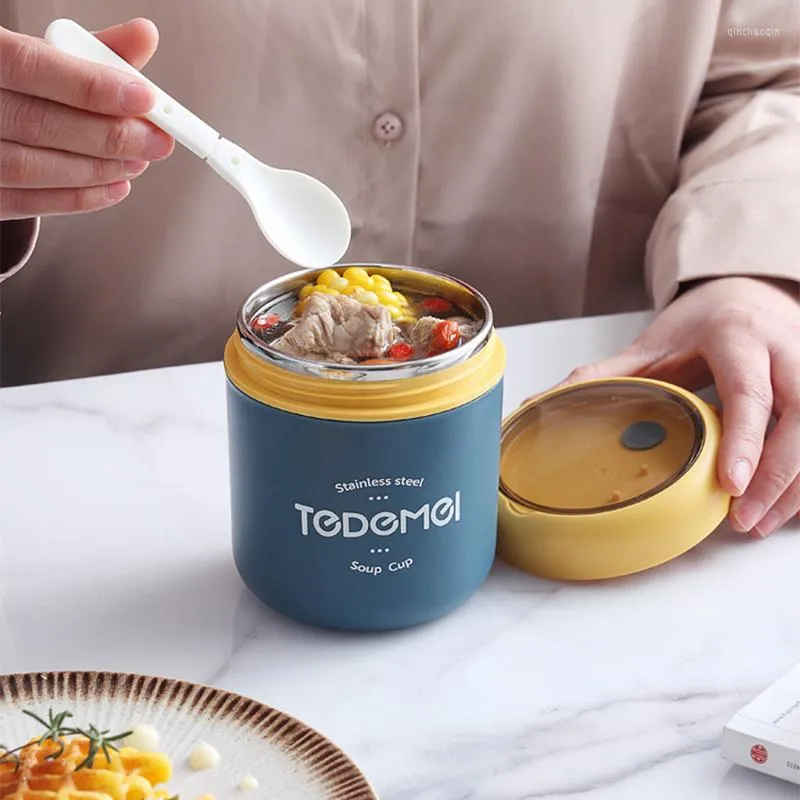 Dijkartikelen sets mini thermische lunchbox container met lepel bento voor schoolkinderen kantoormedewerker lagen microwae verwarming