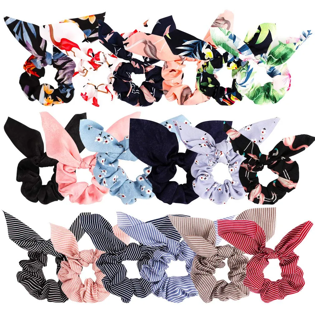 Hårgummiband L Bow Scrunchies för chiffongsatin Silk med halsduk Solid rand Blomma färghalvhalvhållare svans rabbin carshop2006 amyhz