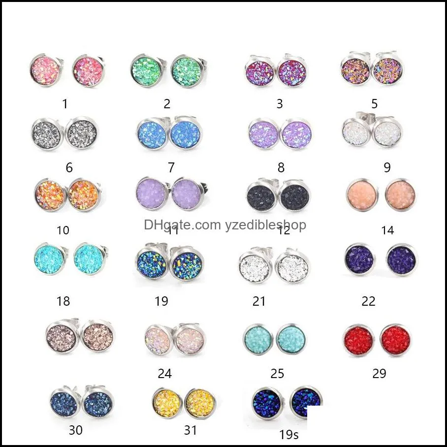 Stud Mini Runde Edelstahl Stud 8mm Harz Druzy Drusy Ohrringe Handgefertigt Für Frauen Schmuck Männer Drop Lieferung 2021 Dhseller2010 Dh3B9