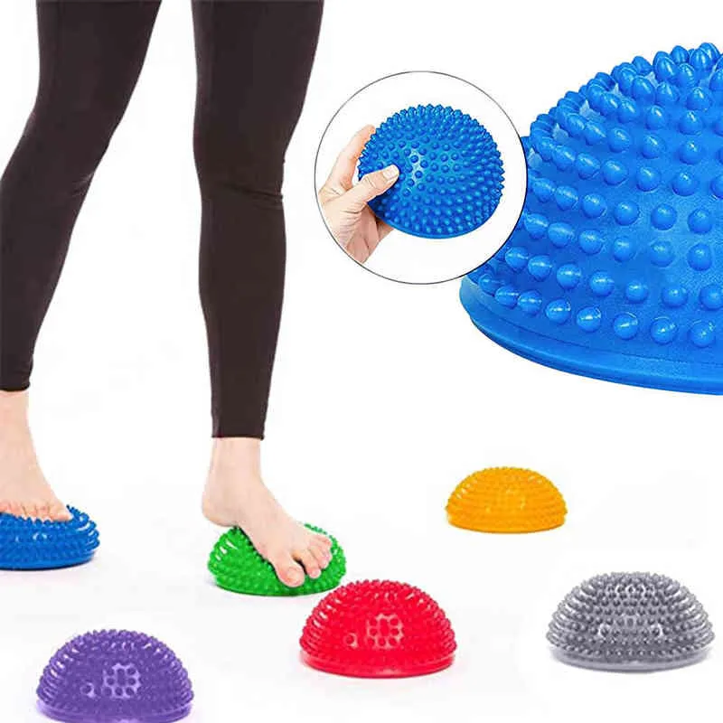 Fitness s 16cm Yoga Spiky Foot Massage Anti-Slip Half Ball Exercise Stabilizer Balance Integration Trainer Hemisphere Stepping Stones 0908